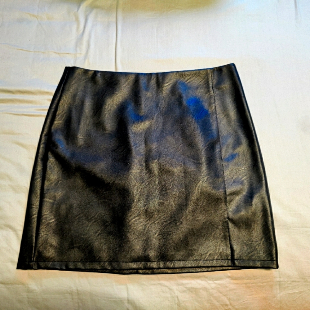 Black faux leather skirt
